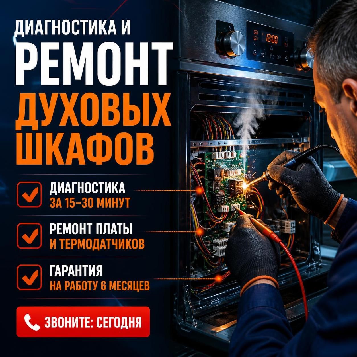 Диагностика и ремонт духовых шкафов — Дмитрий, фото