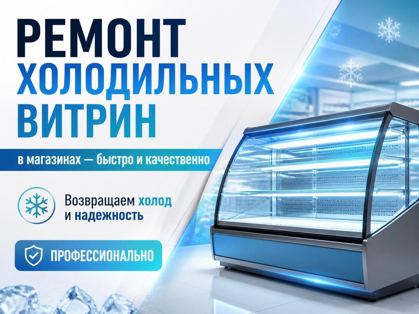 Ремонт холодильных витрин в магазинах — Евгений, фото